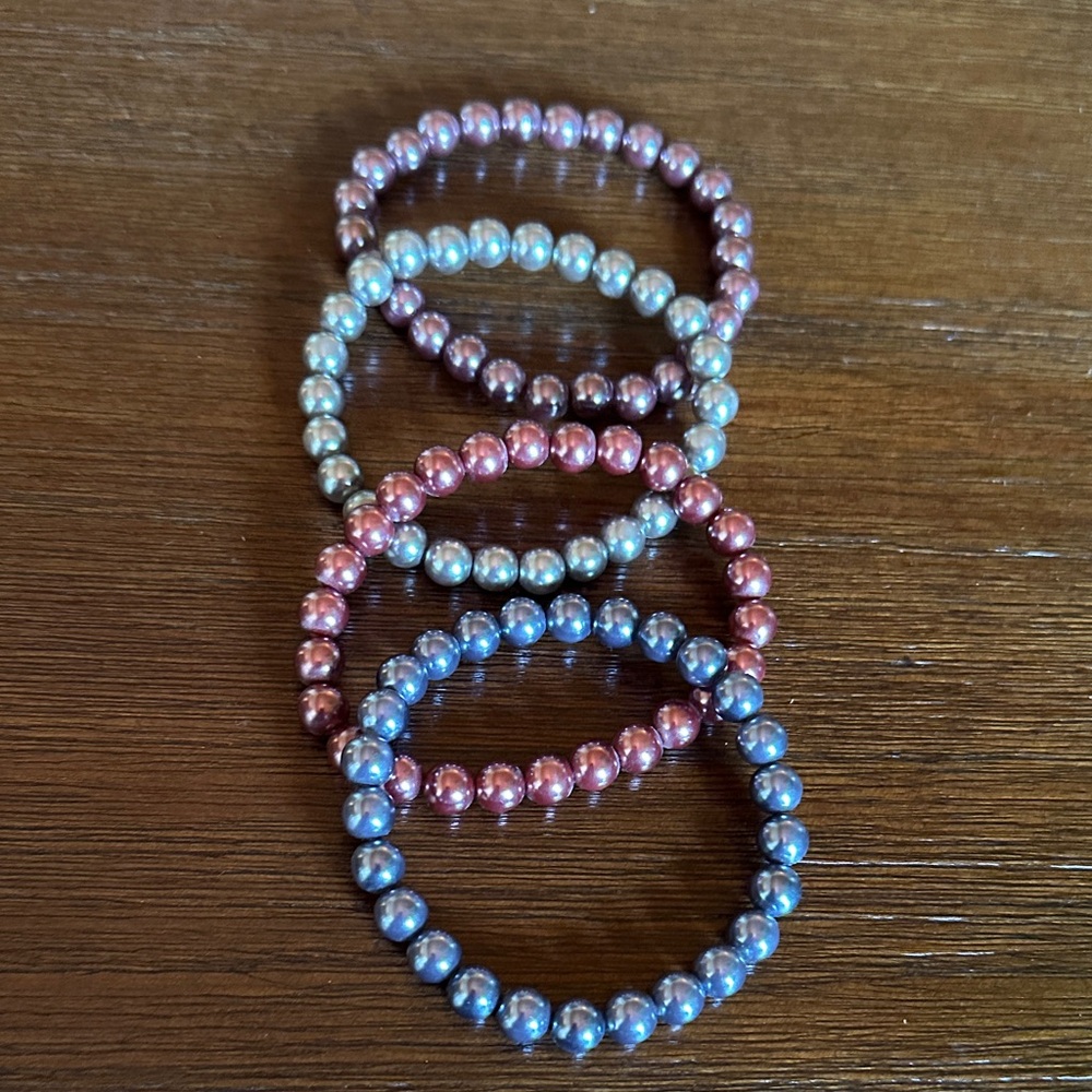 Elegant Pearl Beaded Bracelet Set